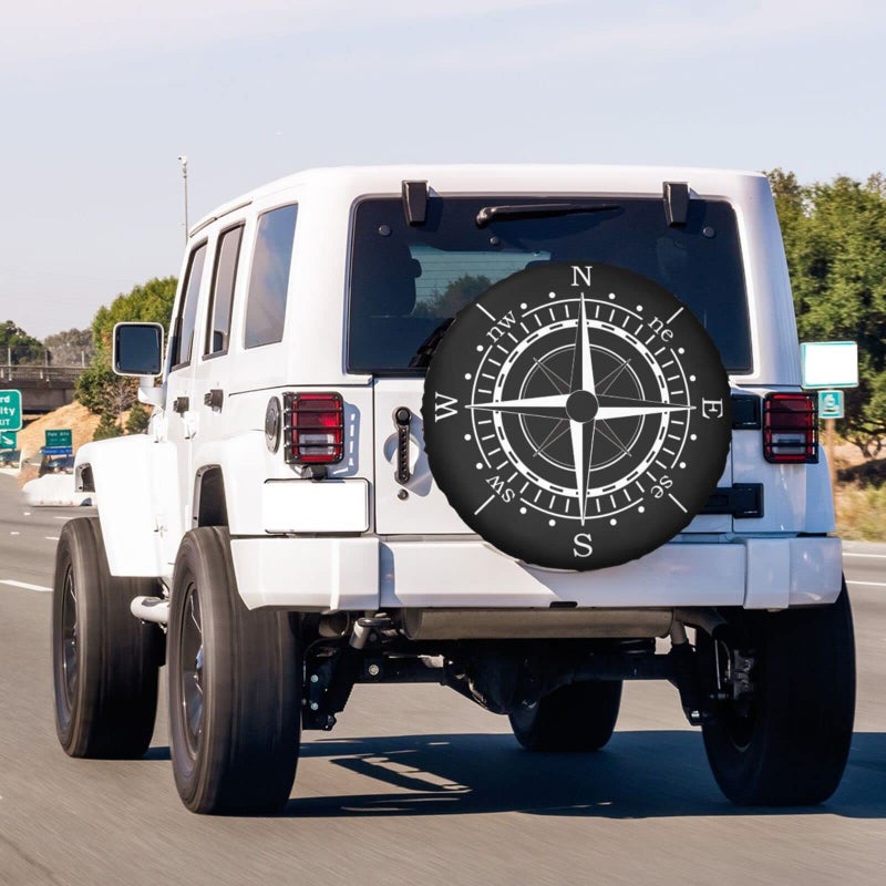 Foruidea Compass Sun Dial Black Spare Tire Cover Waterproof Dust-Proof Wheel Tire Cover Fit for Jeep,Trailer, RV, SUV and Many Vehicle 15 Inch - Image 3